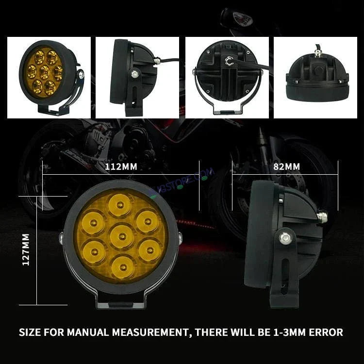HJG New 7 LED 140W Foglight Foglamp with Yellow Cover 140W 7 LED HJG 140W 7 LED Car Accessories Led Headlights Lights Led Fog Lights For Motorcycle Lights, Set of 2 with Wiring Harness Kit