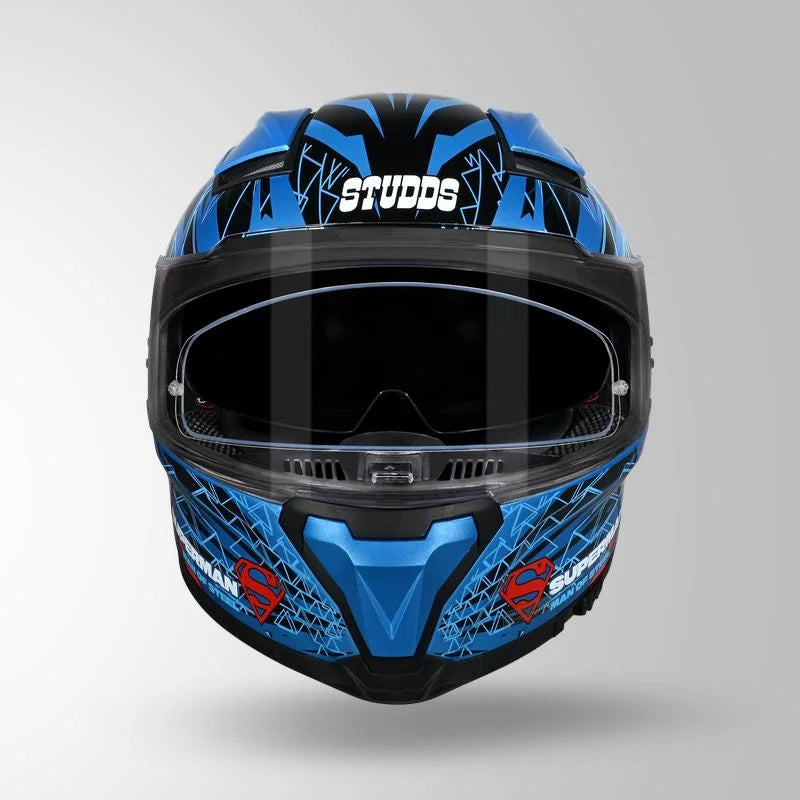 STUDDS HELIOS SUPERMAN EDITION BLUE & BLUE FULL FACE HELMET