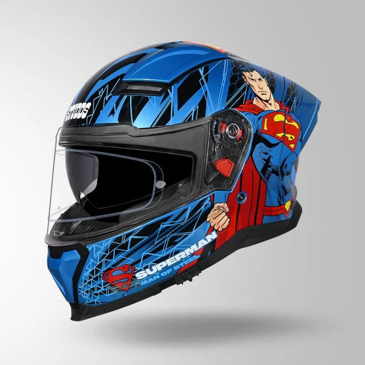 STUDDS HELIOS SUPERMAN EDITION BLUE & BLUE FULL FACE HELMET