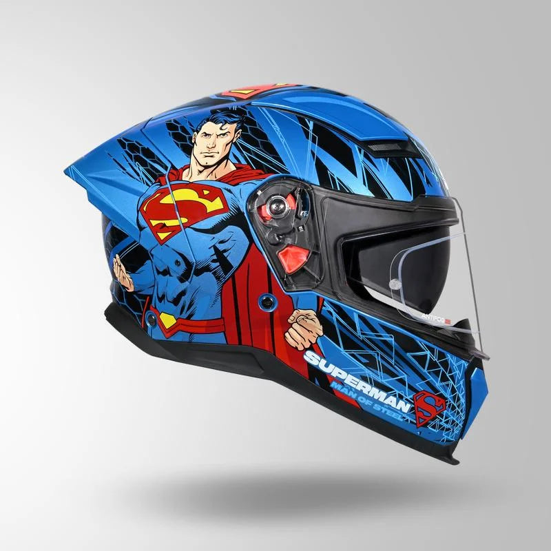 STUDDS HELIOS SUPERMAN EDITION BLUE & BLUE FULL FACE HELMET