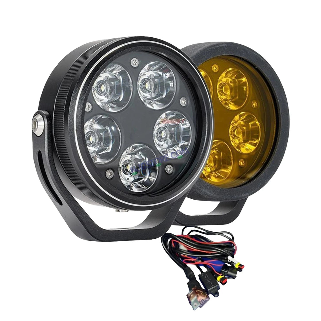 HJG 5 LED 100W Round CREE Foglight Foglamp with Yellow Cover 100W 5 LED HJG