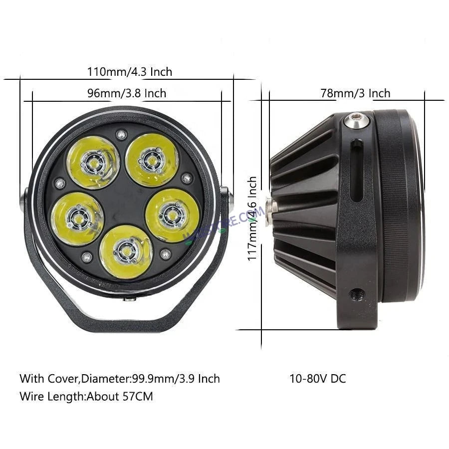 HJG 5 LED 100W Round CREE Foglight Foglamp with Yellow Cover 100W 5 LED HJG