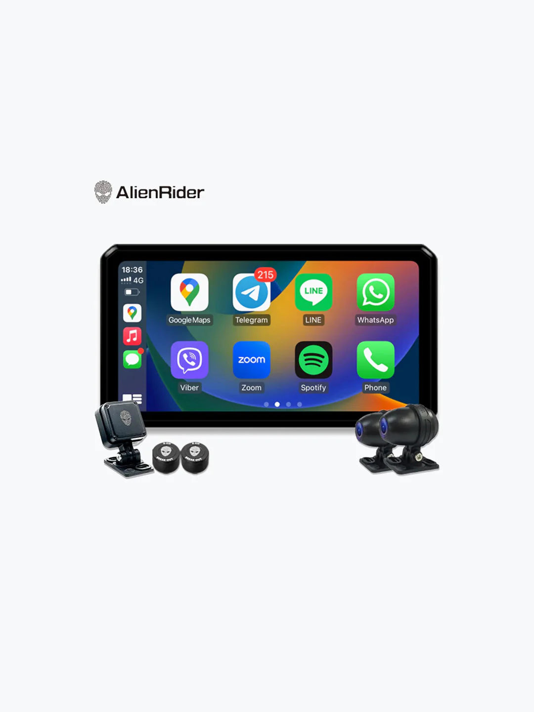 ALIEN RIDER M2 PRO | BIKE NAVIGATION SYSTEM WITH TOUCH SCREEN, DUAL CAMERA AND TMPS WITH RADAR