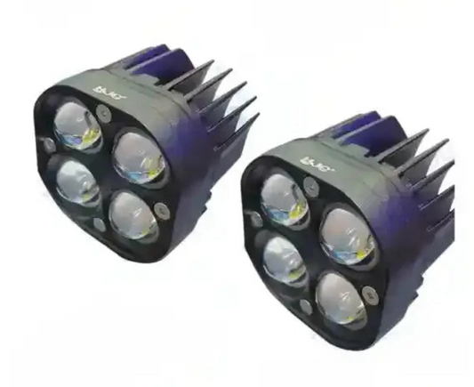 HJG 4X4 CREE Original (2 in 1) Fog Light 120W (White + Yellow) with Kit 4 LED Laser Spotlight For Bike/Car/Thar/Jeep (Pair) White/Yellow