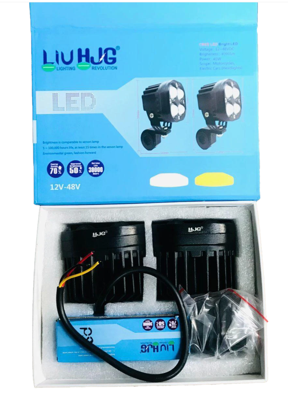 HJG 4X4 CREE Original (2 in 1) Fog Light 120W (White + Yellow) with Kit 4 LED Laser Spotlight For Bike/Car/Thar/Jeep (Pair) White/Yellow