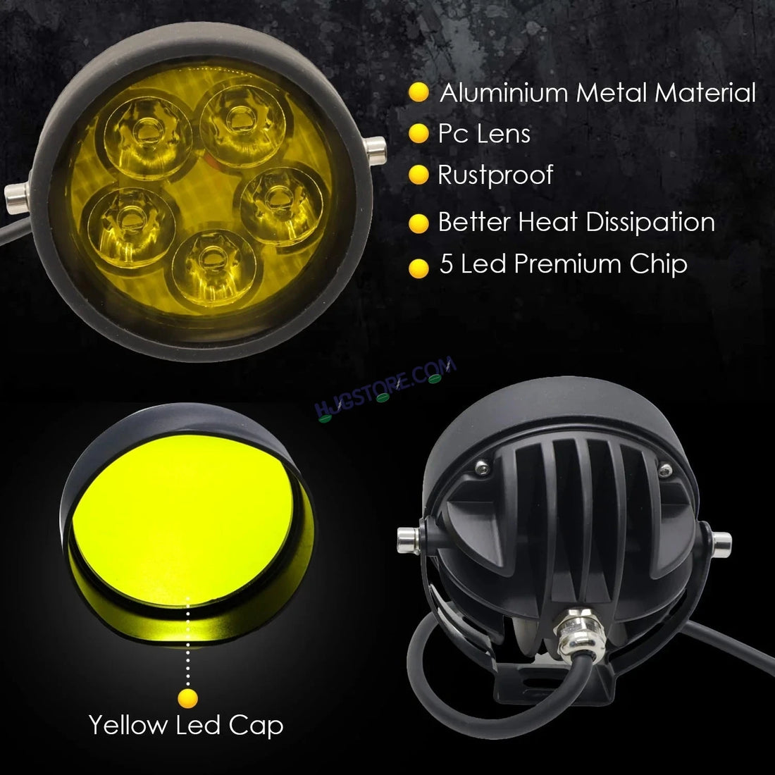HJG 5 LED 100W Round CREE Foglight Foglamp with Yellow Cover 100W 5 LED HJG