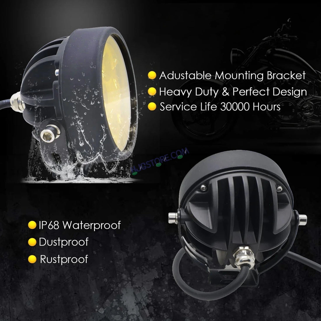 HJG 5 LED 100W Round CREE Foglight Foglamp with Yellow Cover 100W 5 LED HJG