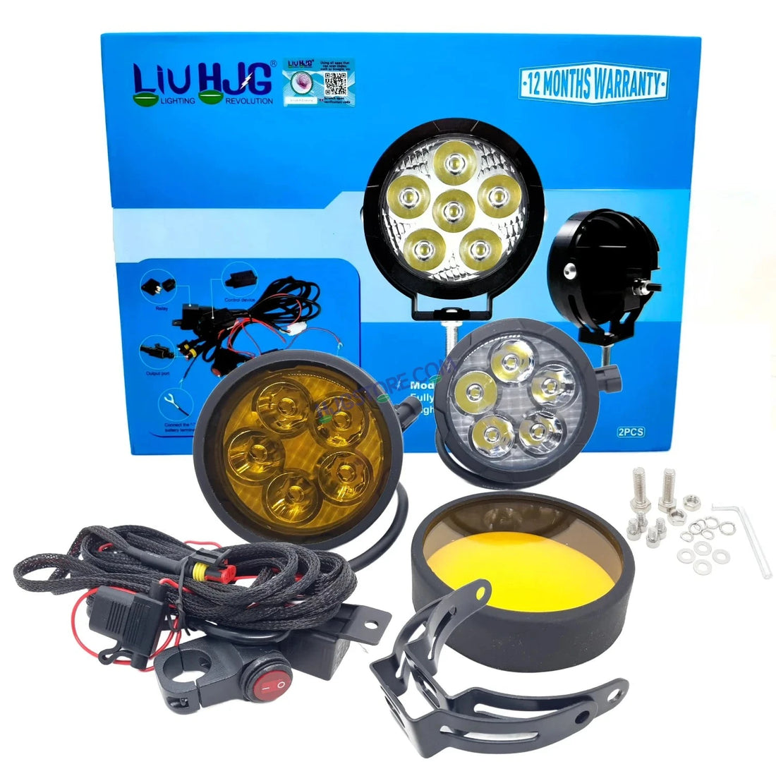 HJG 5 LED 100W Round CREE Foglight Foglamp with Yellow Cover 100W 5 LED HJG