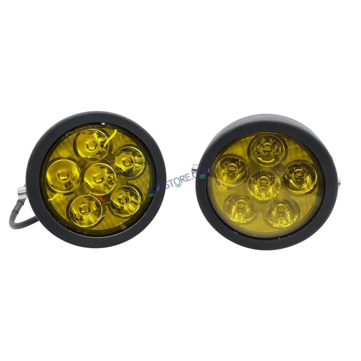 HJG 6 LED 120W Round CREE Foglight Foglamp with Yellow Cover Car Accessories Led Headlights Lights Led Fog Lights For Motorcycle Car SUV Lights, Set of 2 with Wiring Harness Kit
