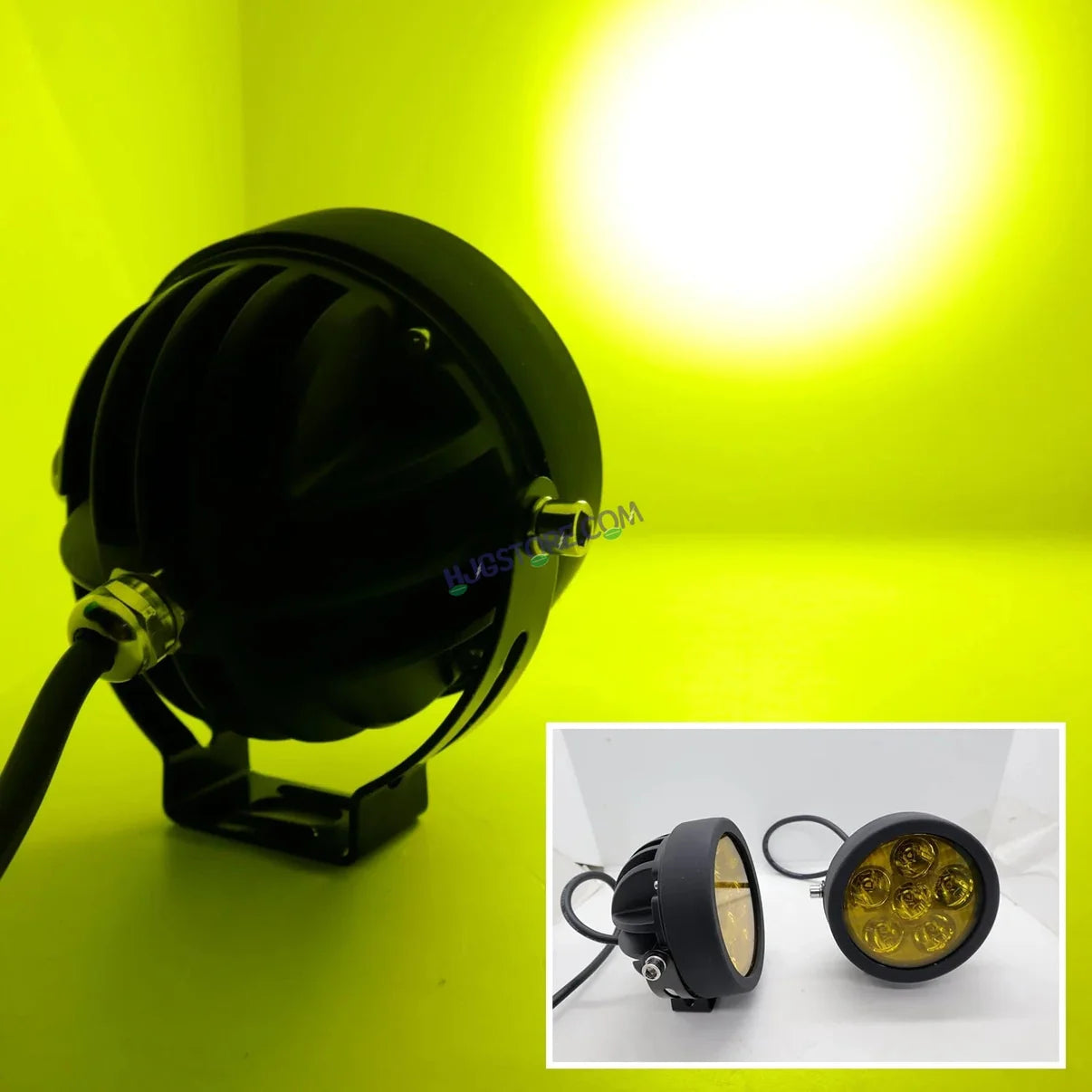 HJG 6 LED 120W Round CREE Foglight Foglamp with Yellow Cover Car Accessories Led Headlights Lights Led Fog Lights For Motorcycle Car SUV Lights, Set of 2 with Wiring Harness Kit