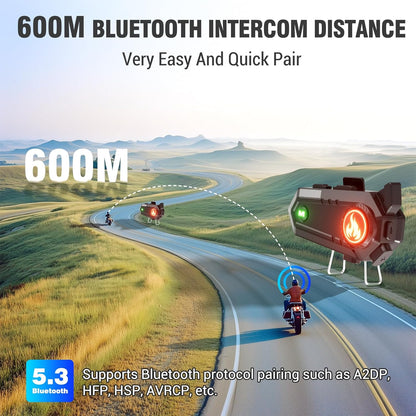 EDYELL C9 Motorcycle Bluetooth Intercom Headset,600M Talkback Distance,Wireless 50MM Earphone Helmet Bluetooth, IPX6 Waterproof