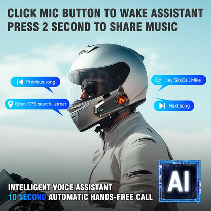 EDYELL C9 Motorcycle Bluetooth Intercom Headset,600M Talkback Distance,Wireless 50MM Earphone Helmet Bluetooth, IPX6 Waterproof