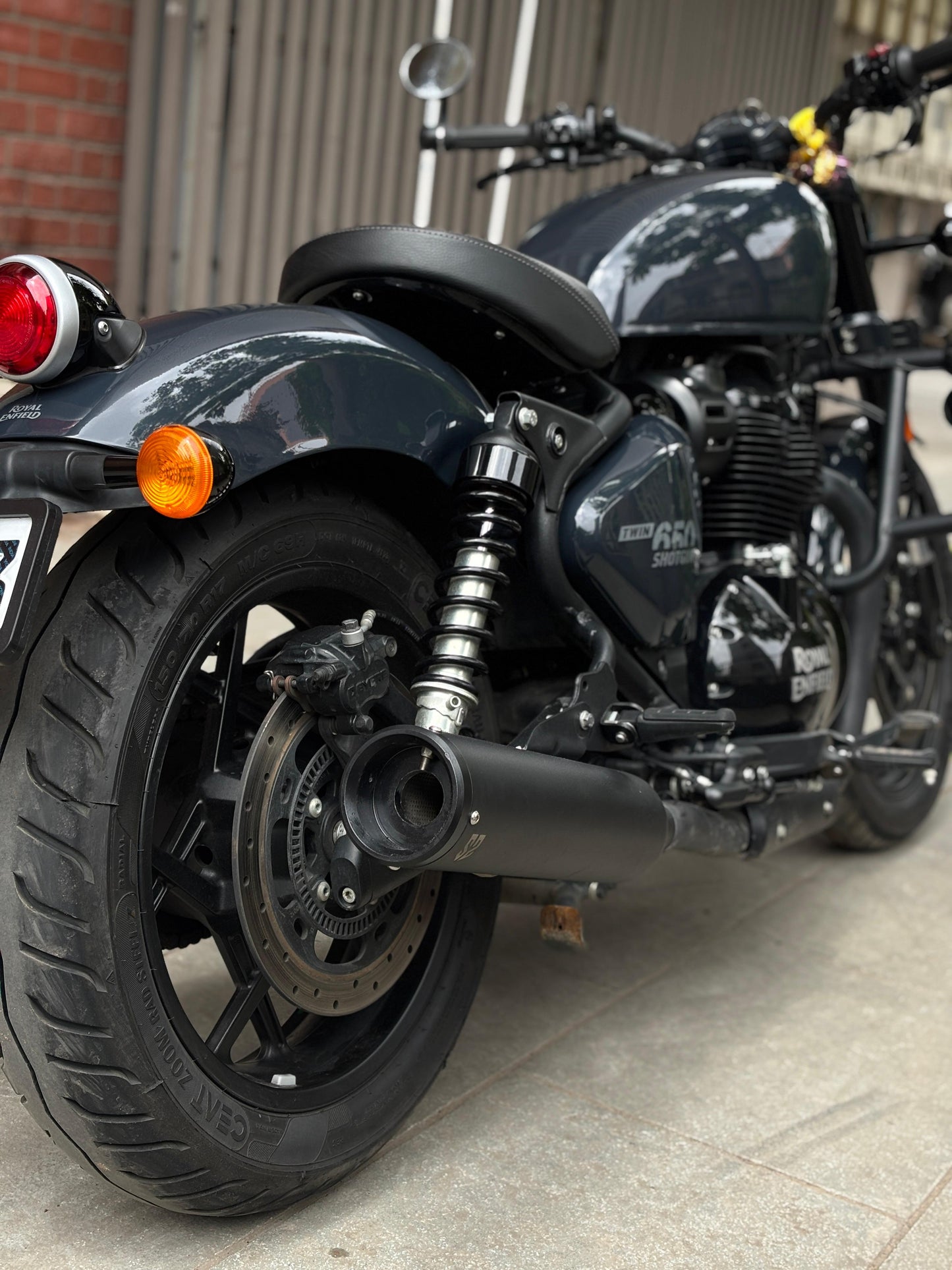 Slip-On Exhaust (Pair)- Black Finish for RE Shotgun 650 | SS MOTOCORP