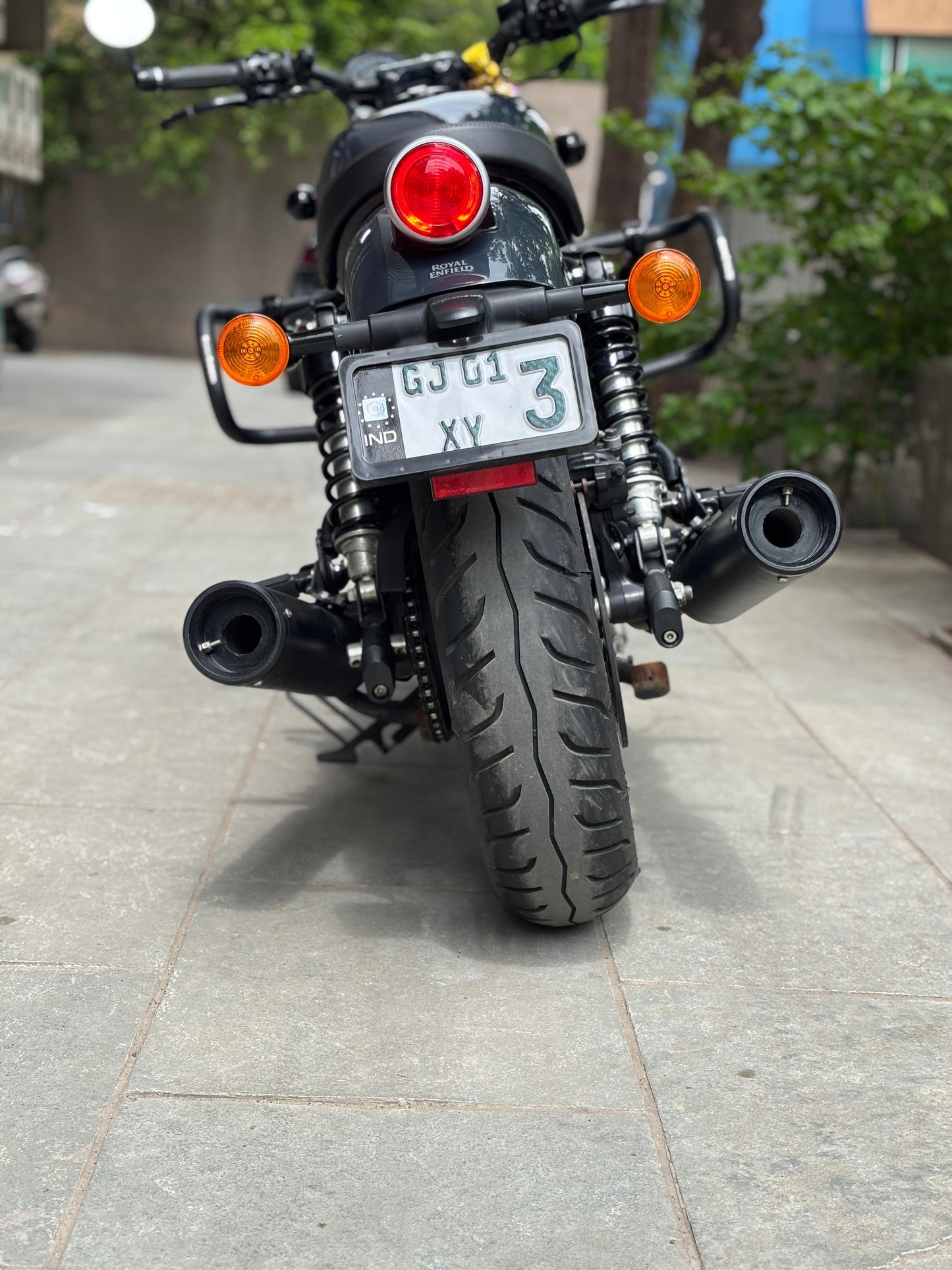 Slip-On Exhaust (Pair)- Black Finish for RE Shotgun 650 | SS MOTOCORP