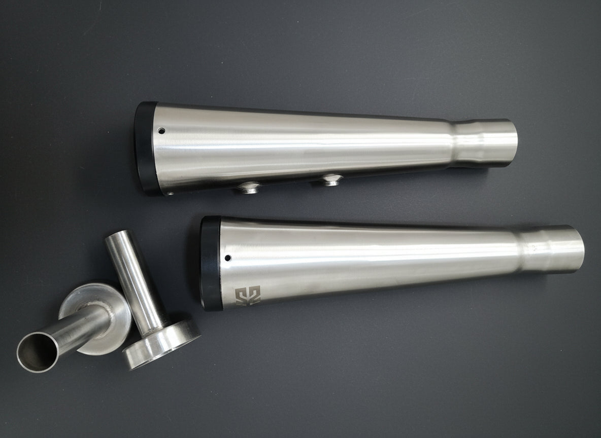 Adaptable Slip-On Silencer (Pair)- SLIM CANS-STEEL or BLACK FINISH For Royal Enfield Interceptor 650 / Continental GT 650 | SS MOTOCORP