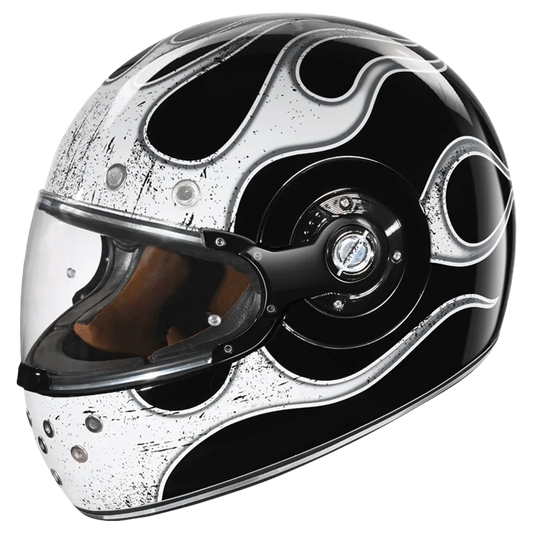 SMK RETRO INFERNO HELMET | LIMITED EDITION | WHITE FLAMES