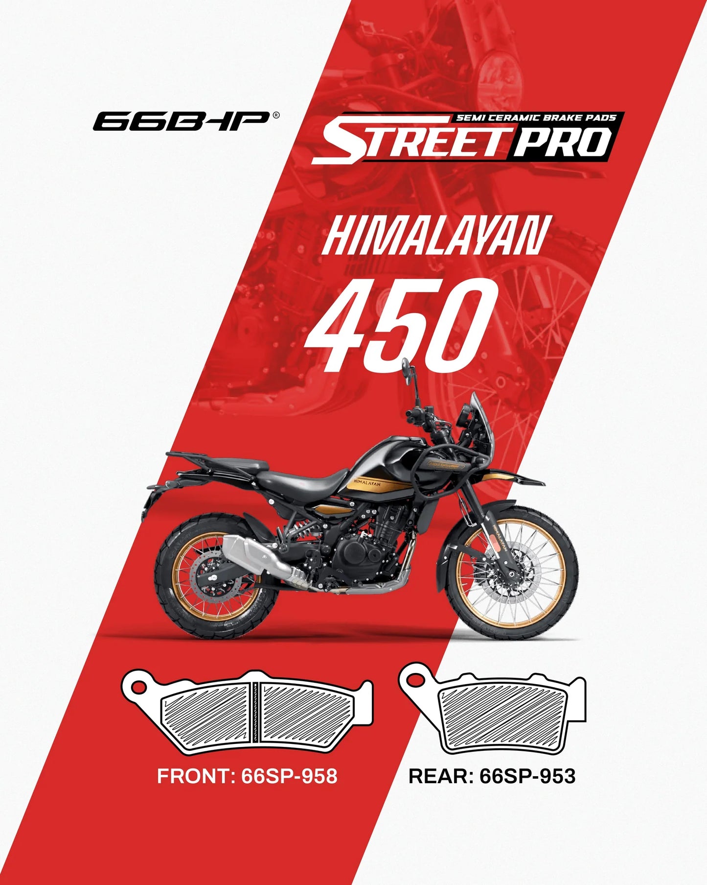 66 BHP Street Pro Semi Ceramic Brake Pads | Royal Enfield Himalayan 450