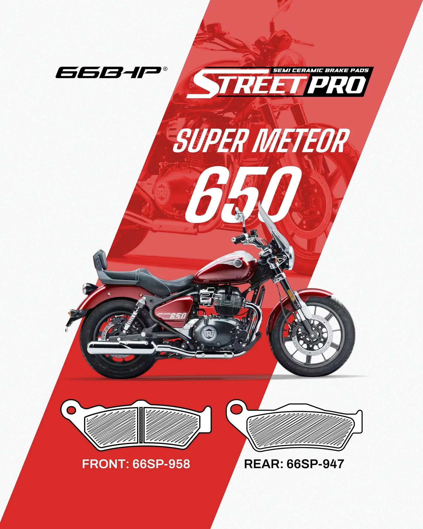 66 BHP Street Pro Semi Ceramic Brake Pads | Royal Enfield Shotgun 650